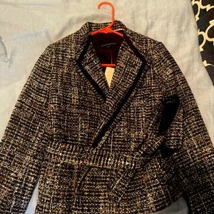 Dress coat; never worn; tweed with white, very light pink, and black